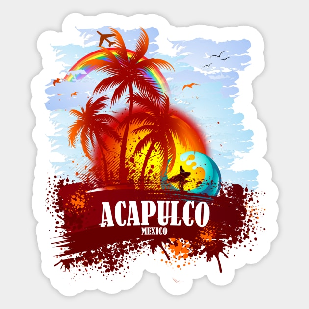 Sunset Beach Acapulco Sticker by dejava